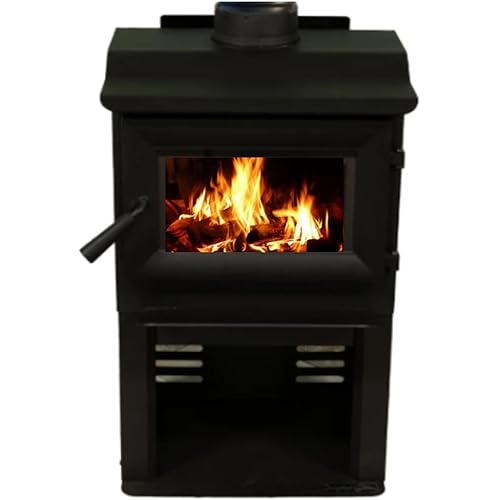 Comfort Glow Wood Burning Stove, Heats Up To 1,200 Sq Ft, 18" Logs, Plate Steel & Cast Iron, Large Glass Window, Firebrick Lined, USA-Approved for Mobile Homes
