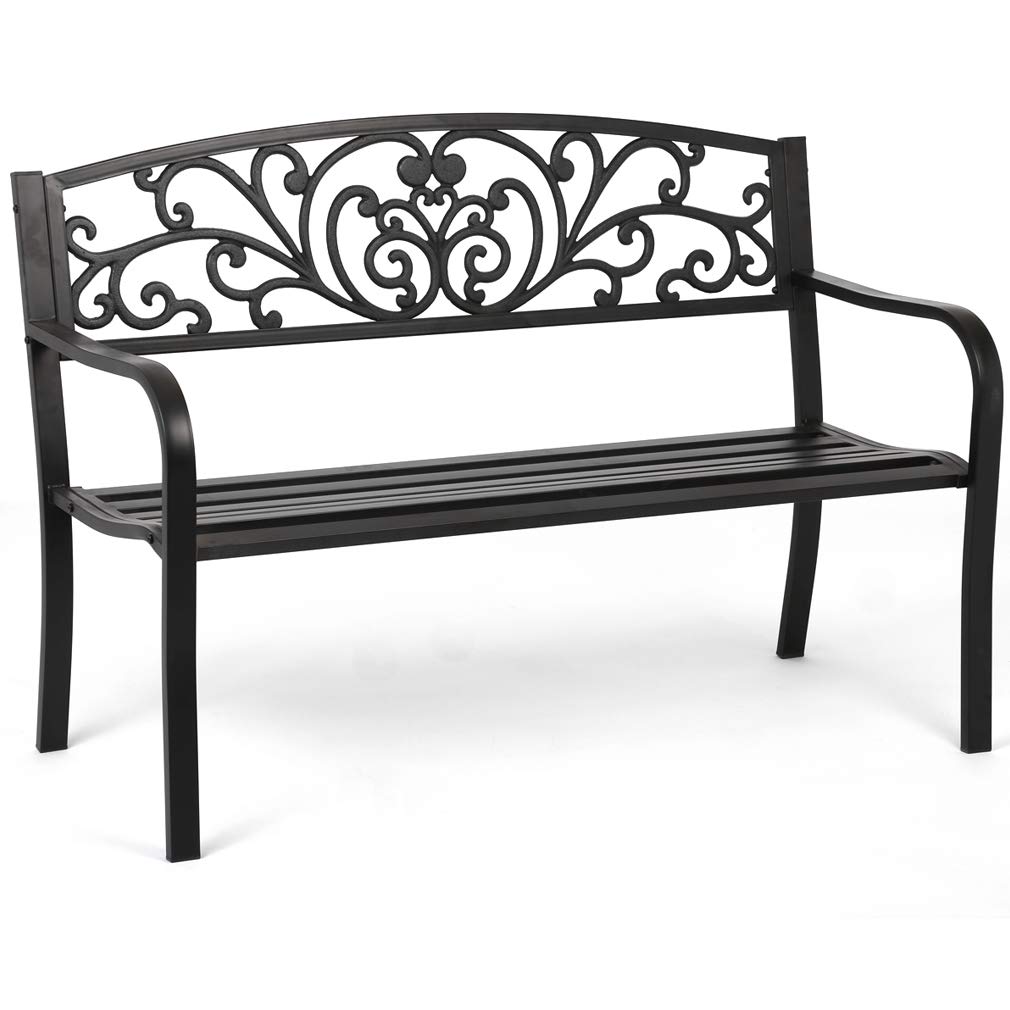 FDW Garden Bench Outdoor Bench Patio Bench for Outdoors Metal Porch Clearance Work Entryway Steel Frame Furniture for Yard