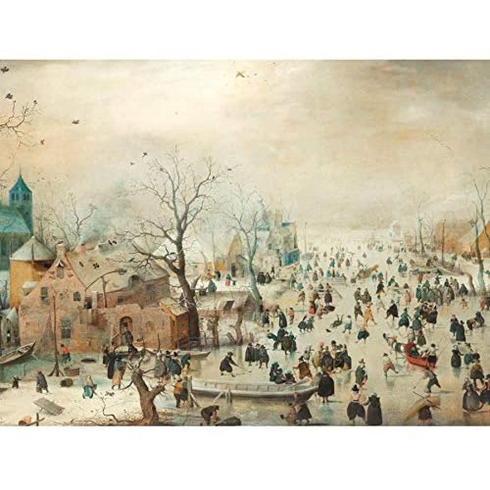 Artery8 Avercamp Winter Landscape Ice Skaters Painting Art Print Canvas Premium Wall Decor Poster Mural