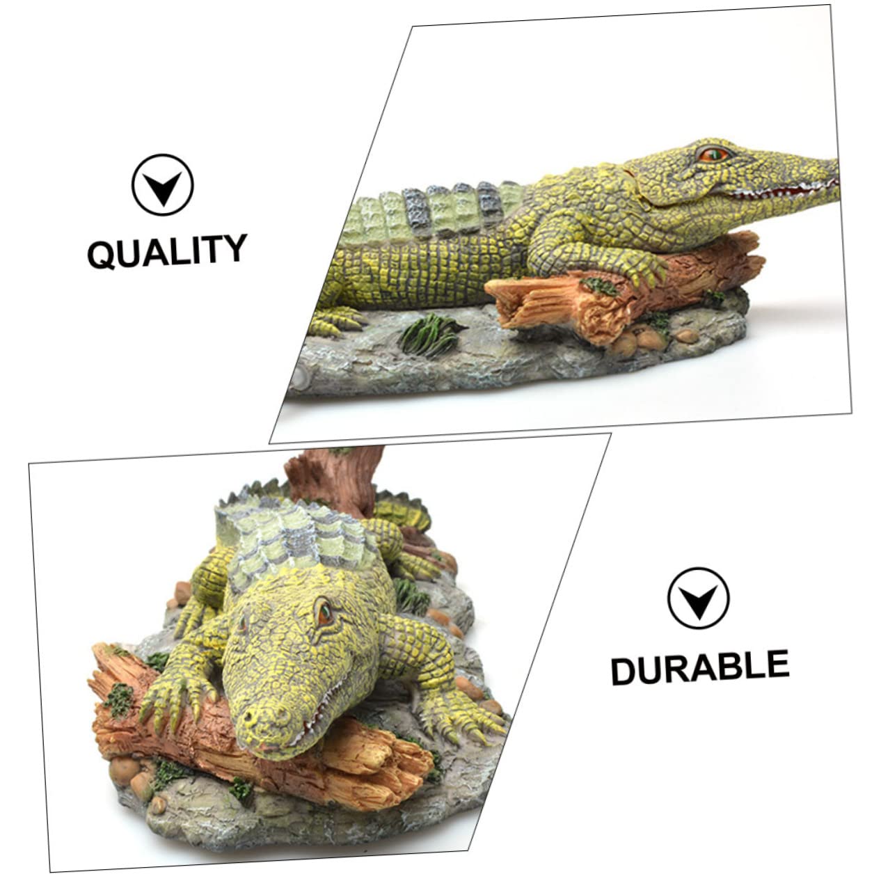 BESPORTBLE 2stücke Aquarium Dekoration -krokodil Statue Für Fischbecken Und Künstliche Dekoration Für Aquarien Und Terrarien Luftbetriebene Kunstwerke