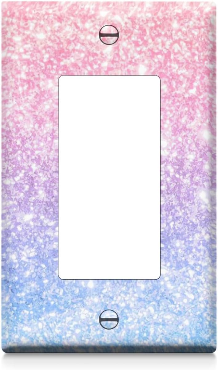 Mermaid Blue and Pink 1-Gang Light Switch Cover Outlet Covers Wall Plate Electrical Receptacle Switchplate Decorate Plug Cover For Living Room Bathroom Bedroom Kitchen 4.4x2.7 Inches