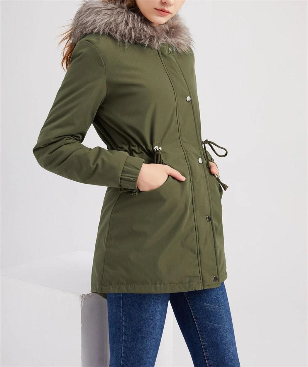 Women's Winter Down Jacket Top Goose Down Parka Warm Fleece Hooded Long Padded Jacket Coat