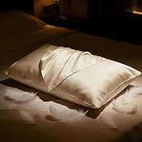 Vista 1 de BHZ Almohada estándar de plumas de ganso con funda de almohada de satén, almohada de cama de lujo de la colección de hotel para dormir, soporte