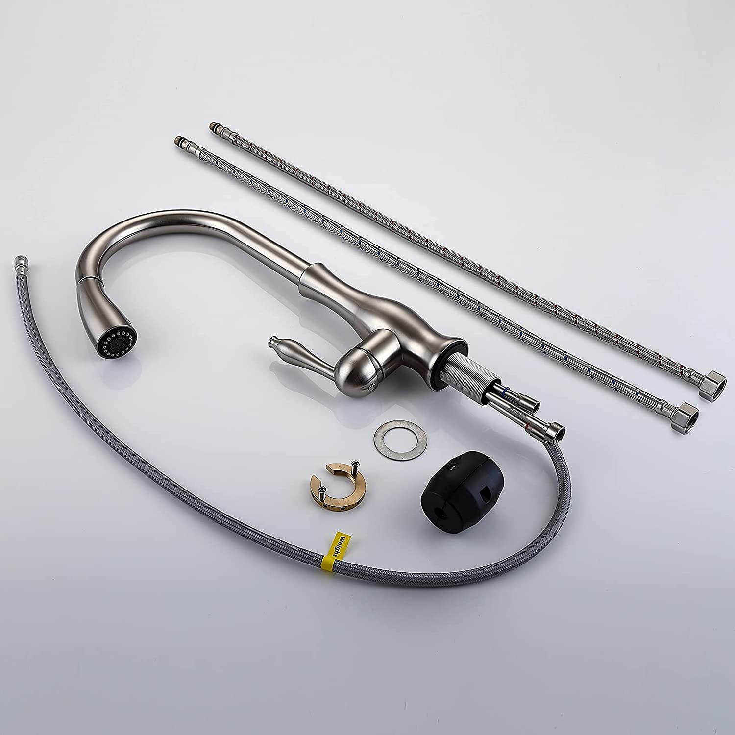 Grifo de cocina Grifo de cocina de latón Dos funciones Grifo mezclador de cocina Grifos de fregadero extraíbles Puede girar 360 grados Adecuado para cocina, Bronce negro