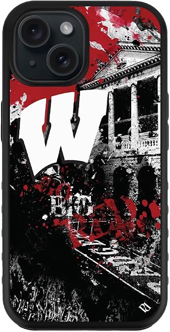Guard Dog Case Compatible with iPhone 15 Plus - Compatible with MagSafe - Military Grade - Rugged Two Piece Protection - Collegiate Licensed - Wisconsin Badgers - by Paulson Designs