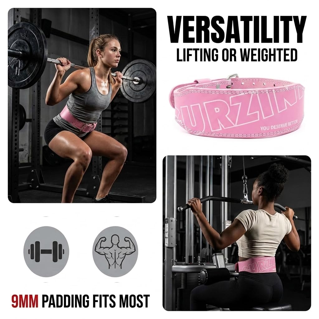 Fitness-Gewichthebergürtel aus Leder für Frauen mit 10,2 cm gepolsterter Lendenwirbelstütze für Powerlifting-Workout und Kniebeugen