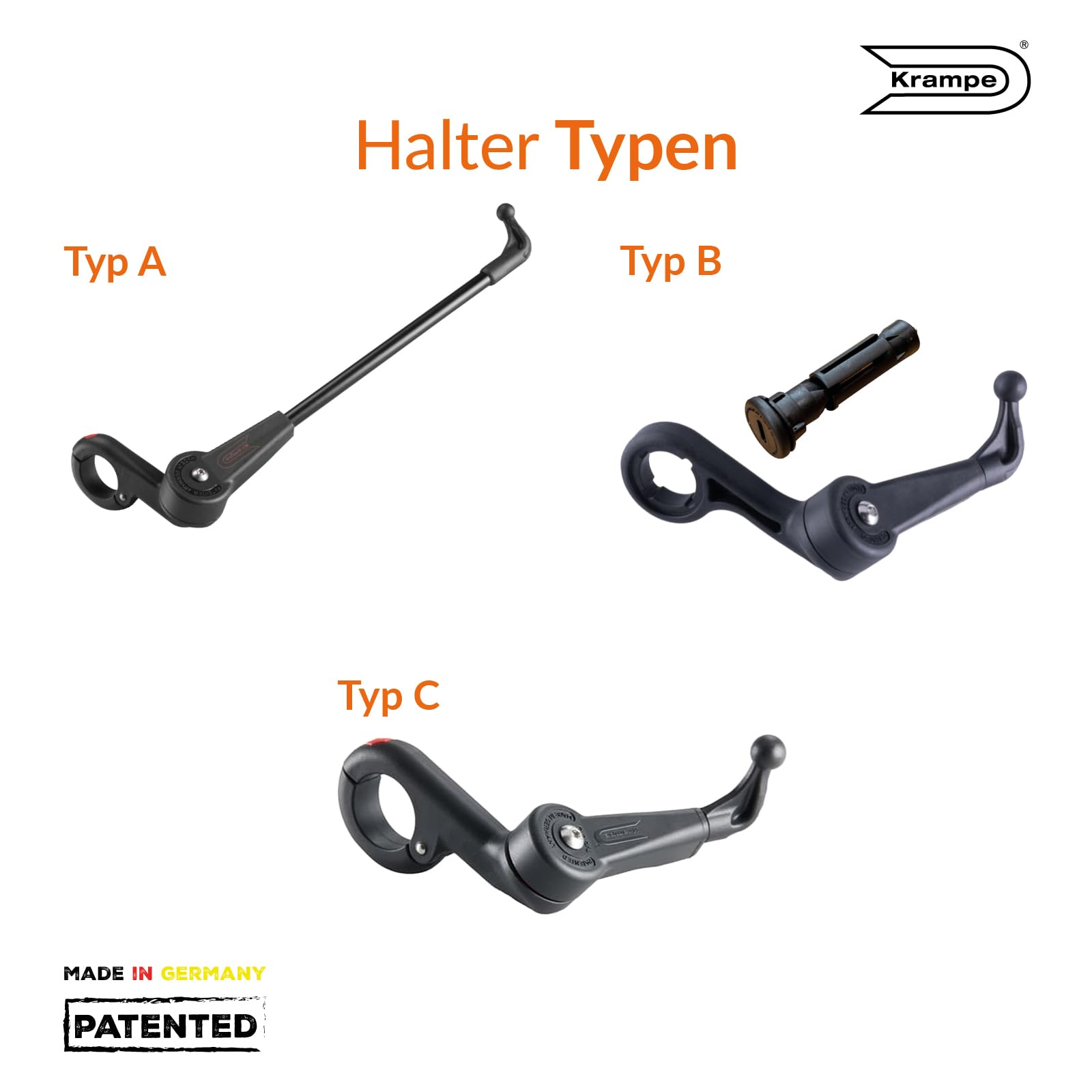 Krampe Fahrradspiegel "KF Cross Typ A"- Made in Germany, stabiler Rückspiegel für E-Bike & Fahhrad, individuell einstellbar, für linke und rechte Lenkerseite erhältlich (links)
