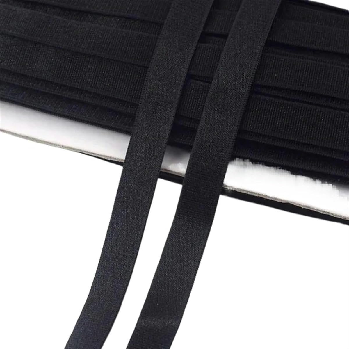 Elástico para Coser 10/20M 6-40 mm Ropa Interior de Spandex Correa de Banda elástica de Nailon Correas de Sujetador Cinta de Cinta DIY Cinturón de Ropa Bandas de Goma (Negro, 20 Metros_15 MM)-20 METR