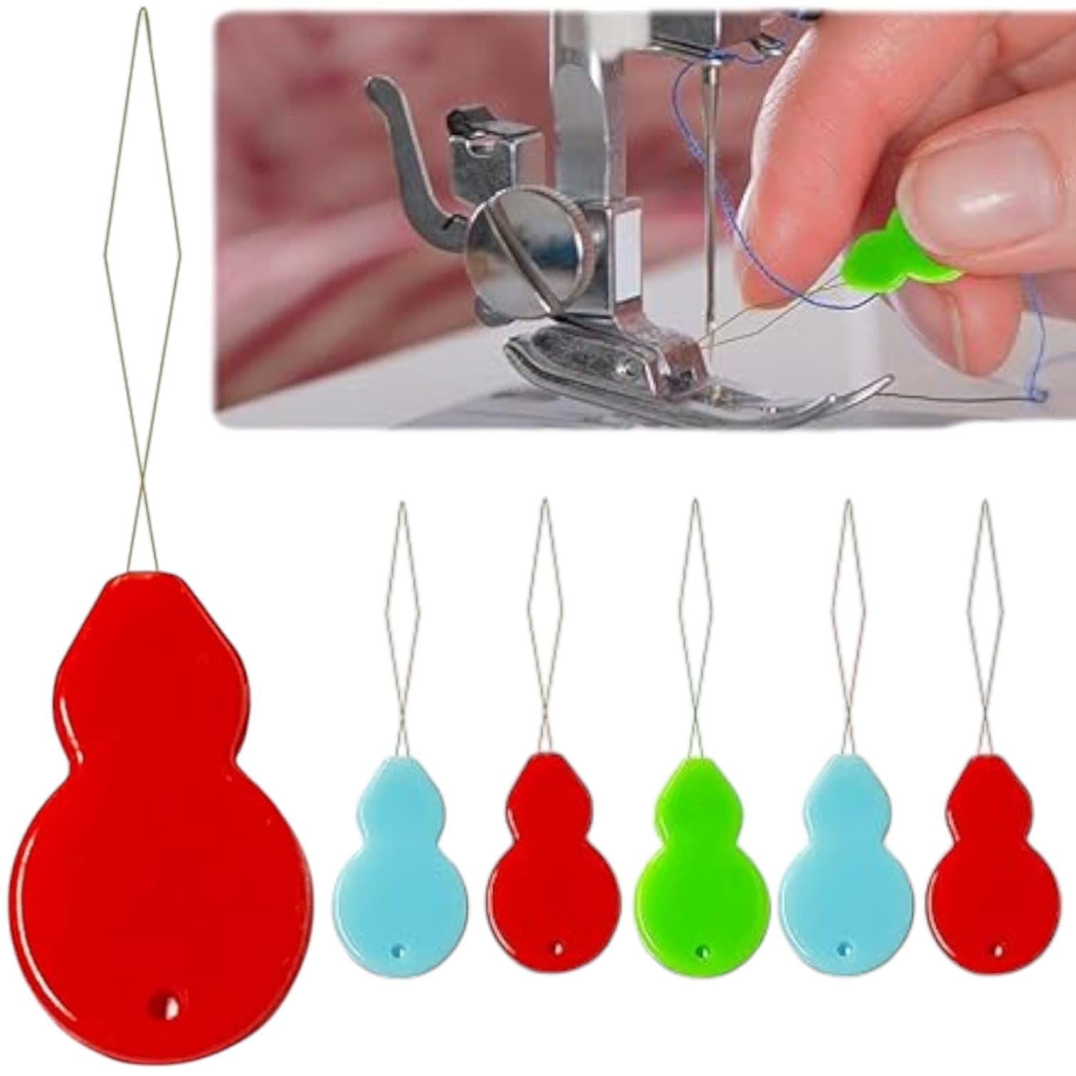 RIANZ Needle Threaders, Plastic Needle Threaders for Hand Sewing, Gourd Shaped Sewing Machine Needle Threaders, Threader for Small Eye Needles, Embroidery, DIY Arts (Multi-Color Pack of 5)-image-31