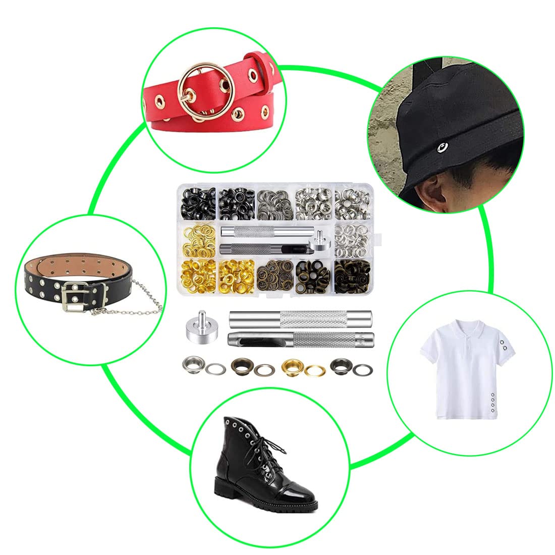 Oogje Punch Kit 200 stks Metalen Oogje Grommets met Ringen for DIY Leer Ambachten Schoenen Gereedschap Oogje Punch Kit 200 stks Metalen Oogje Grommets met Ringen for DIY Leer Ambachten Schoenen Gereedschap