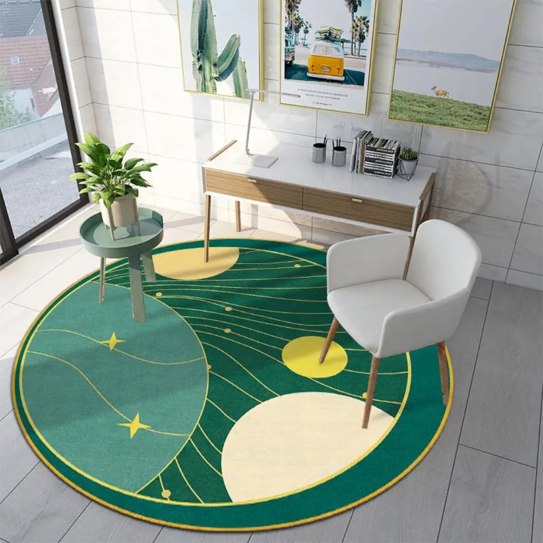 Tapis rond pour salon lavable grand format avec effet de sol 3D