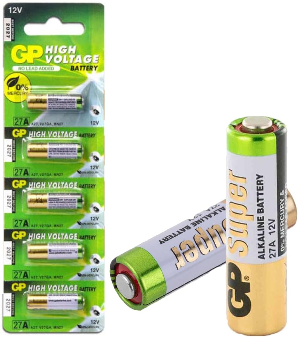 TECHBLAZE 27A Alkaline Battery 12V High Voltage Cells for Remote Control/Lighters 27AE-2C5 Replacement Batteries Equivalent Part No:A27 /V27GA /MN27 (Pack of 5)