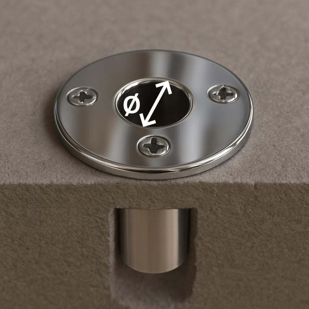 Embase encastrable ronde tube 25mm inox A4 au design épuré pour voilier