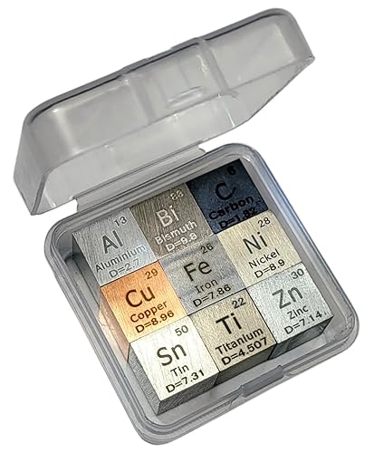 Miniatura 2 de Juego de 9 cubos de elementos de 0.39 pulgadas y 0.394 in, densidad grabada hasta el 99.99% de cubos de metal puro, colección de educación
