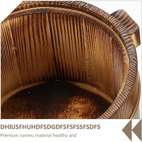 Miniatura 7 de DOITOOL Cubo de arroz de madera para cocinar arroz, cubo de vapor para sushi, cuenco de arroz japonés Hangiri Sushi Oke Rice Mixing Tub con tapa de