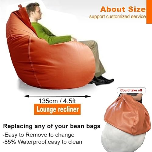 Miniatura 2 de Puf para adultos, de piel sintética, impermeable, sin relleno, puf para exteriores, tumbona, puf, sala de juegos, película, puff (color naranja