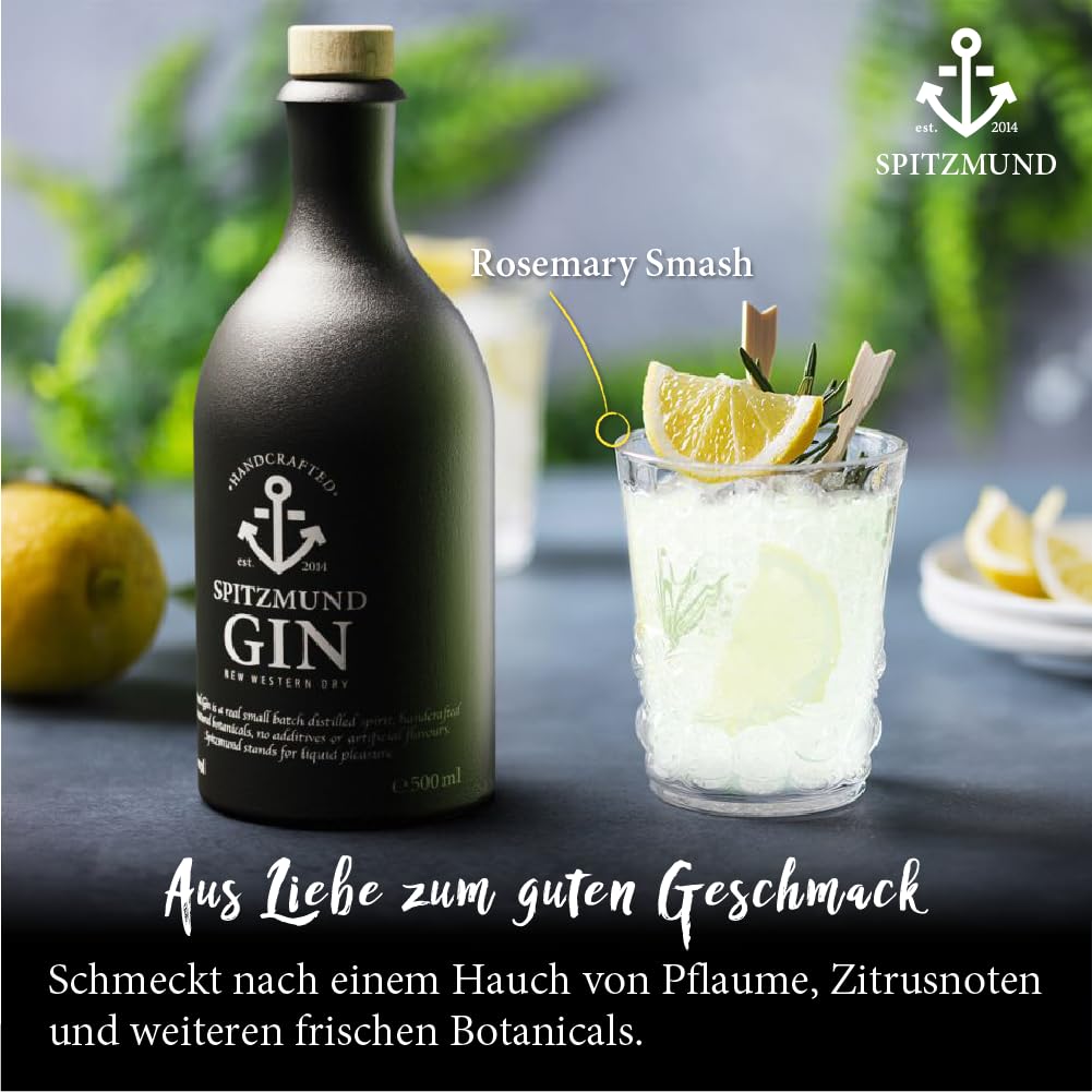 Spitzmund Anker Gin 47% vol | Handcrafted Premium Gin aus Deutschland | Wacholder, Pflaume, Apfel, Zitrus | Perfekt mit Tonic Water | Ideal für Tonic & Cocktails (500ml 3er Pack)