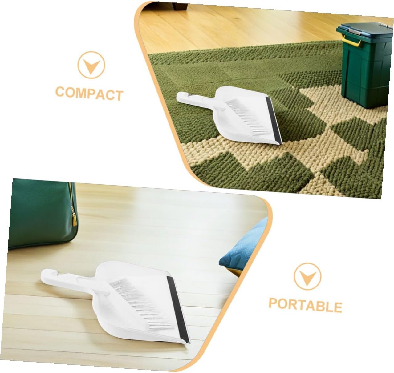 Mini Dustpan and Brush Set with Handle, Portable Desktop Cleaning Small Dustpan and Hand Broom for Home Office Kitchen, Compact 2 Sets Cleaning Tools for Table and Countertop