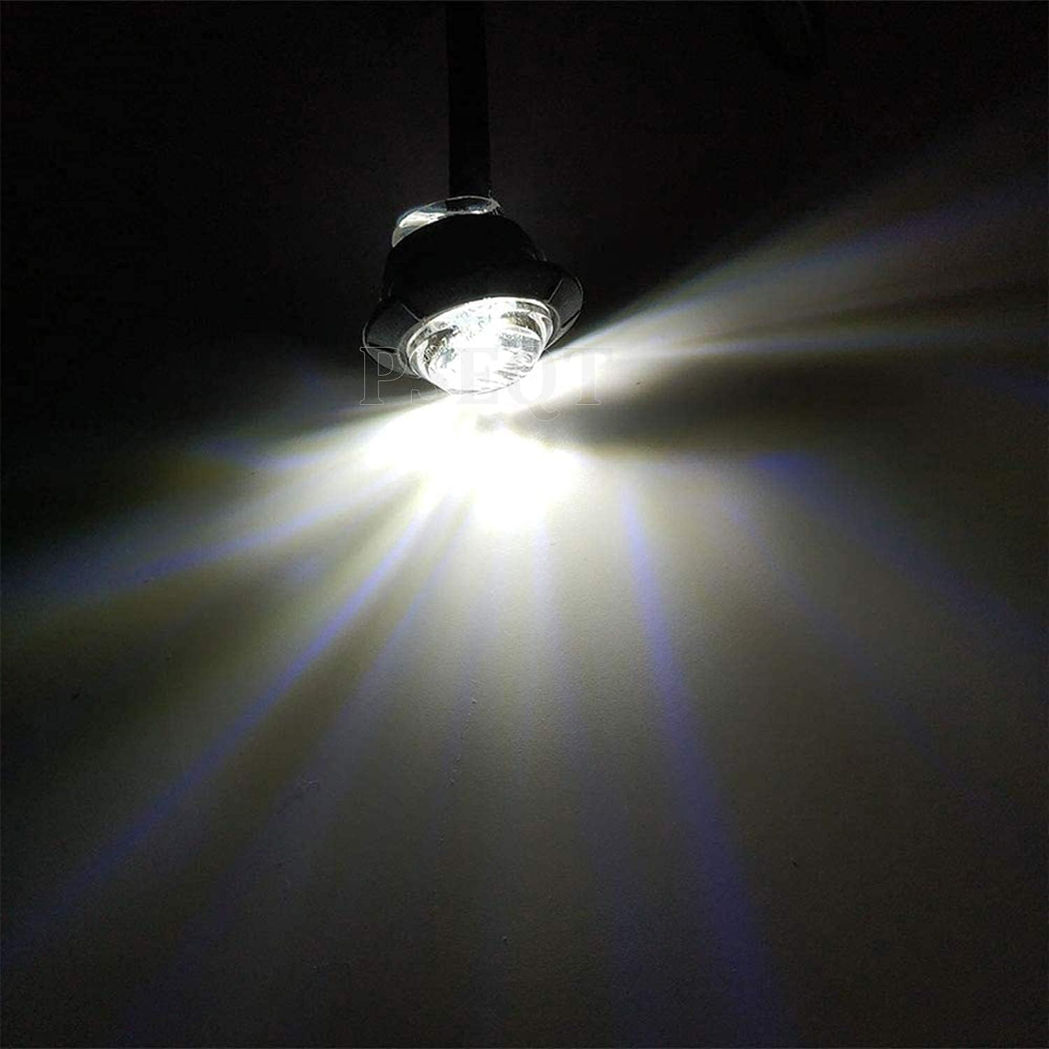 PSEQT 3/4'' Round LED Boat Interior Deck Transom Courtesy Lights White for Pontoon Sailboat (10Pcs) + 100FT/30M 22AWG 2pin Extension Cable Wires Cord (1Pcs)