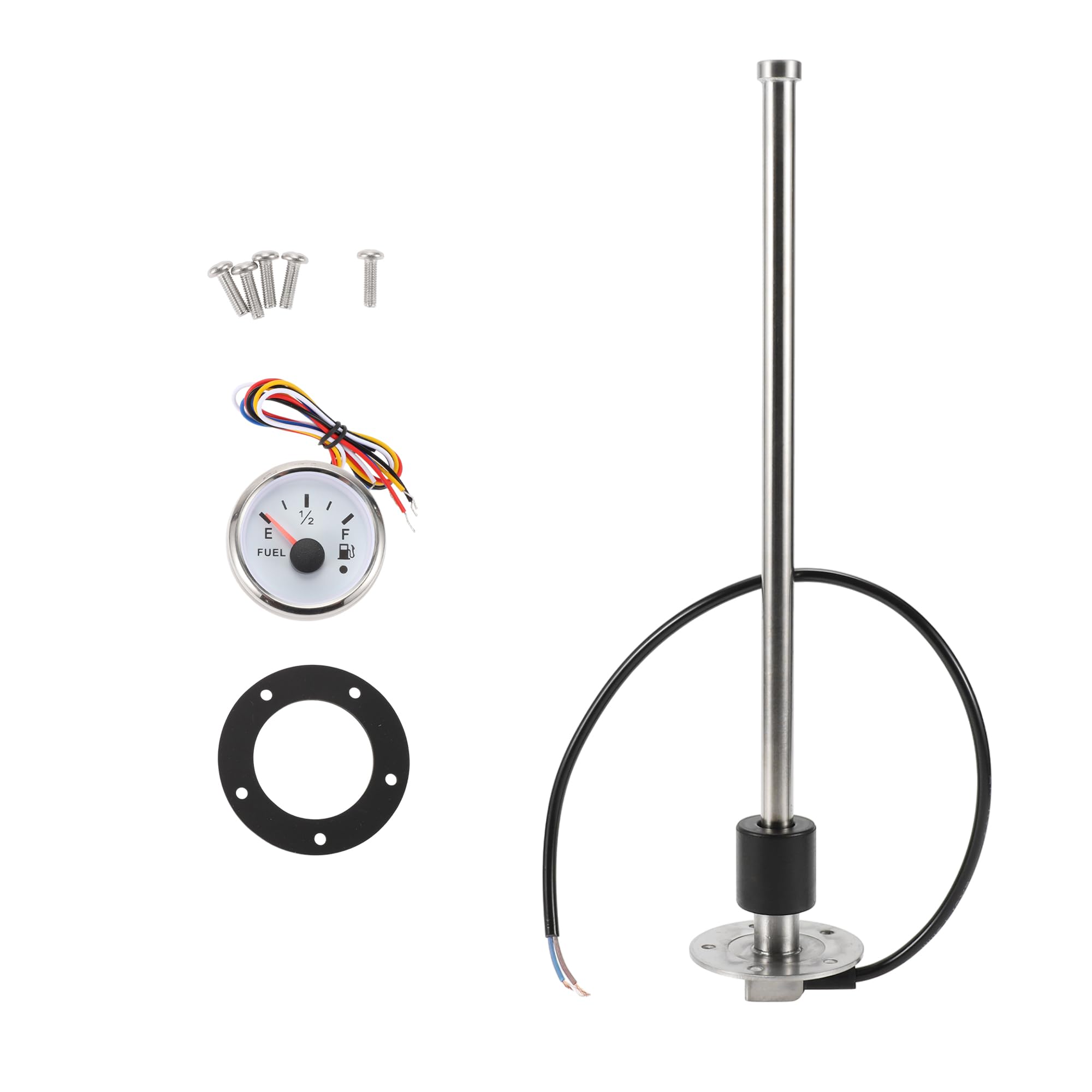 A ABSOPRO 360mm Fuel Sending Unit and Gauge Kit 14.2" Boat Fuel Tank Sending Unit Fuel Water Level Sensor and Fuel Gauge for Boat Car Truck RV