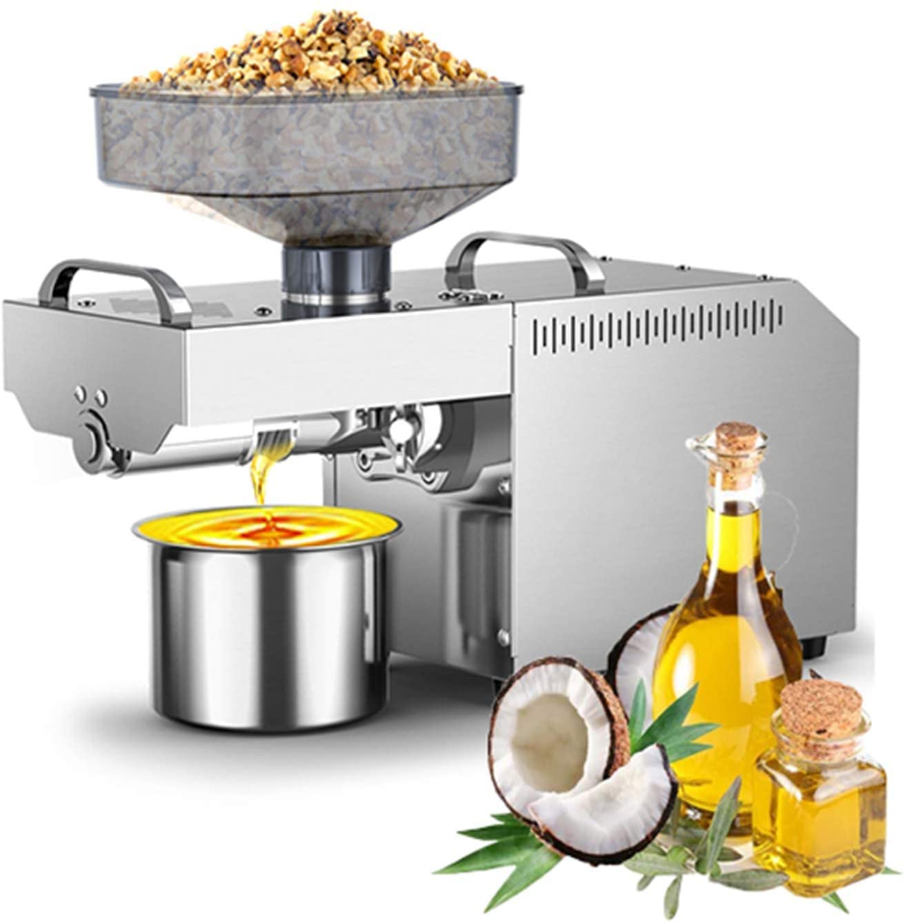 Aserzenith 1 Hot/Cold Oil Press 700W Fully Automatic Oil Press Machine For Avocado Peanut Canola Sesame Sunflower Seeds Flax Seeds