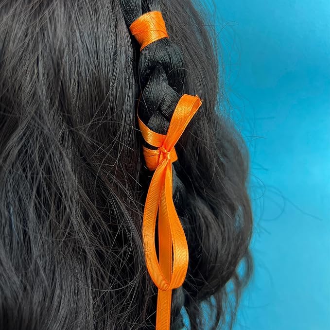 91m x 6mm Thin Orange Ribbon Helloween Satin Ribbon - Image 4