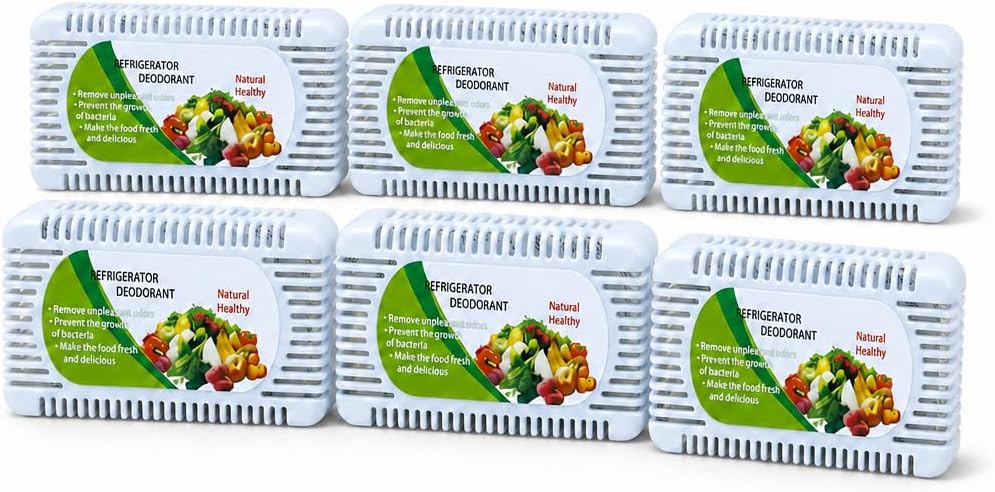 Activated Carbon Fridge Deodorizer 6 Pack, Odor Absorber Box