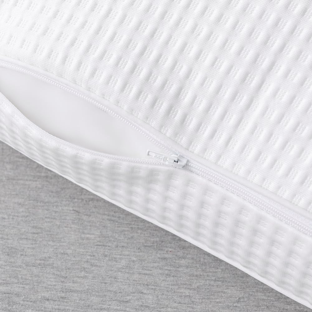STONECREST Cooling Gusseted Pillow Protector for Memory Foam Pillow- 1 PC, Zipper Premium Gusset Pillow Encasement Covers(White, Queen)