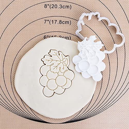 Flycalf Cookie Cutters Fruit Grape Shapes With 3D Stamper Pla Kitchen Cake Decorating For Kids 3.5" Baking Embossing Stamps Mold Supplies Biscuit Fondant Tools #TOP1