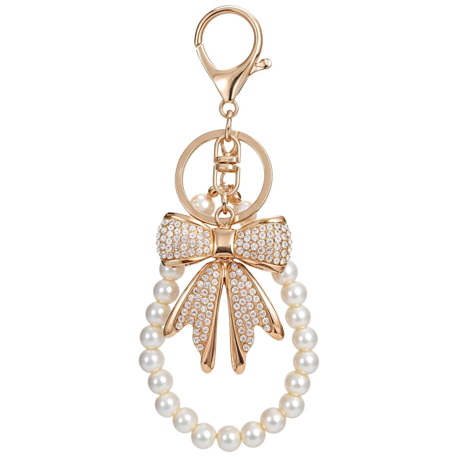 Bag Charms for Women, Elegant Bow Pearl Keychain, Cute Bag Charms
