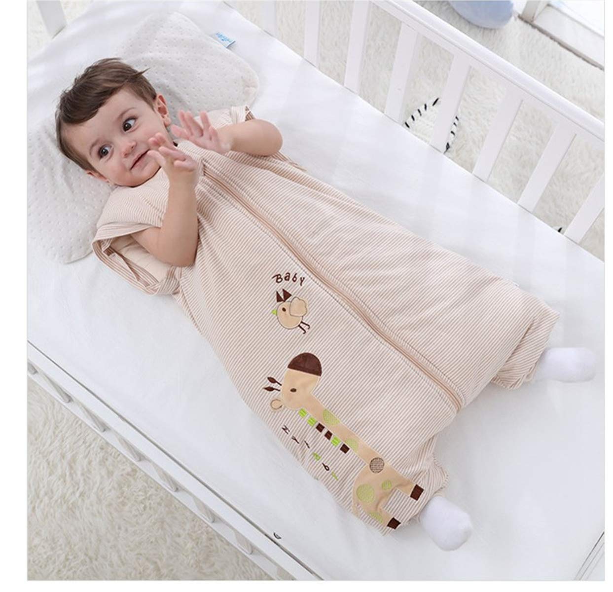 Chilsuessy Saco de dormir de invierno para bebé con pies y manga larga extraíble de algodón orgánico, saco de dormir para niños pequeños de 1 a 6 años, suave