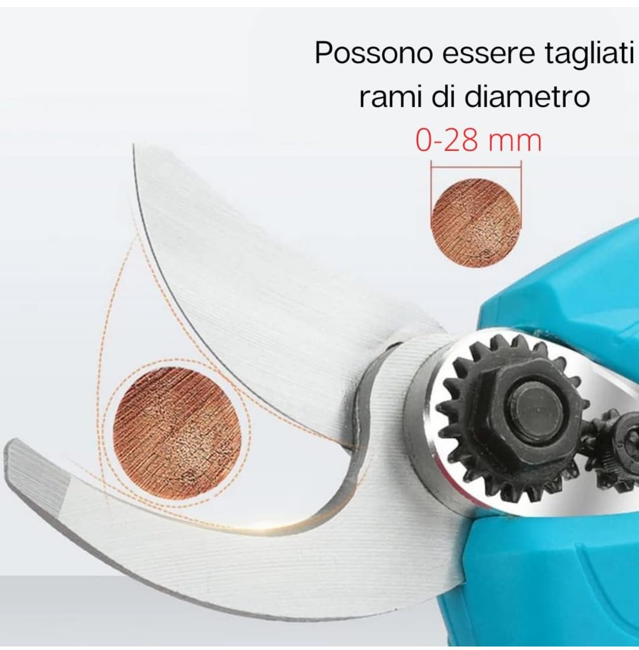 Forbici Potatura con 2 Batterie da 48V Trincia Rami Professionale Cesoie Elettriche Forbice da Giardino Alberi da Frutta Cordless Senza Fili Arbusti, verde blu nero