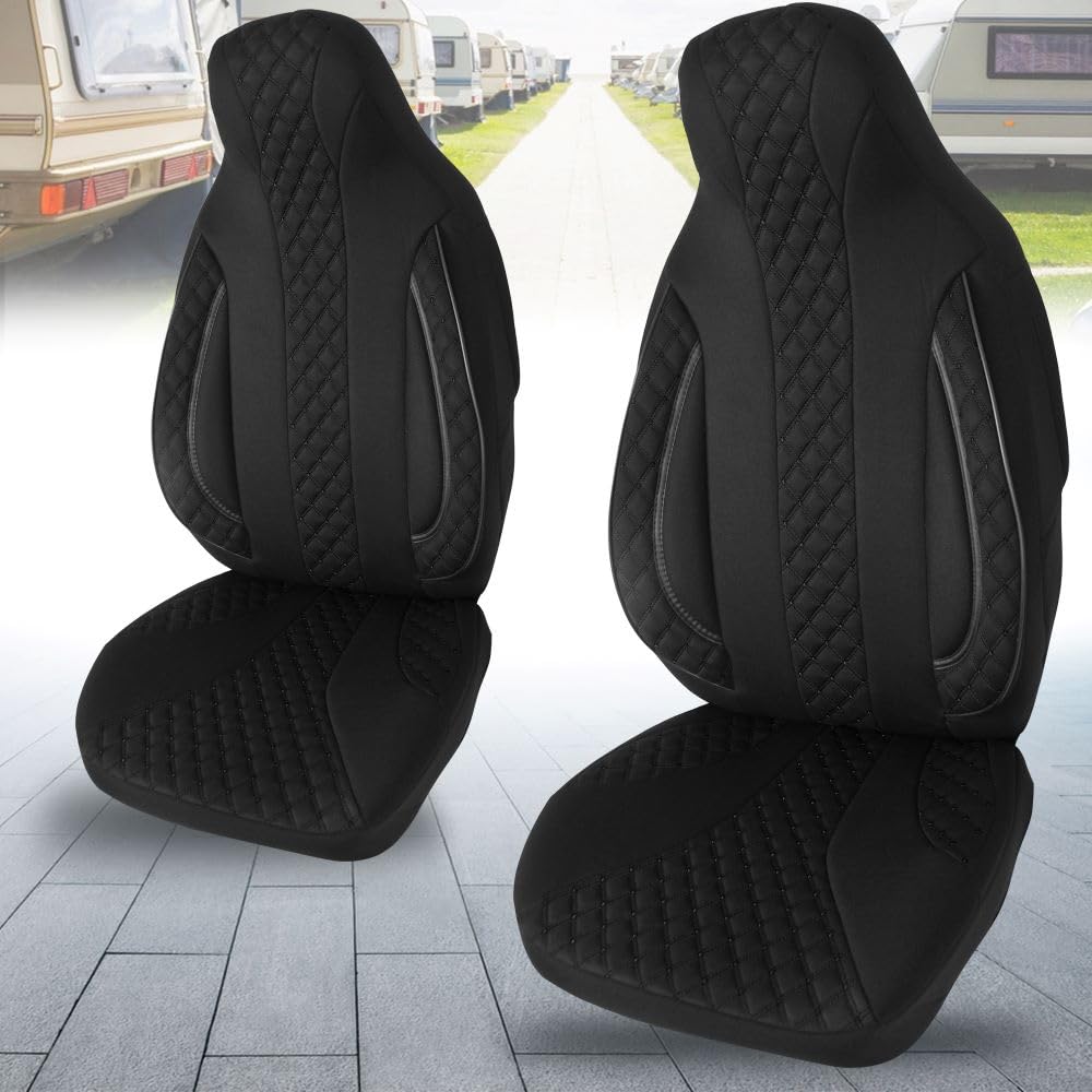 Bremer SITZBEZÜGE WPL404 Housses de Protection pour Camping-Car compatibles avec Fiat Ducato Citroën Jumper Peugeot Boxer en Noir