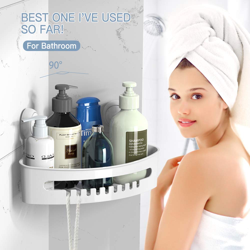 Buy Corner Shower Caddy Suction Cup, Reusable Plastic Shower Caddy