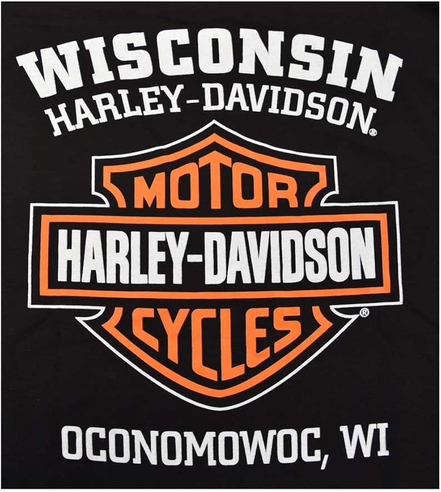 Harley-Davidson Men's Long Sleeve Orange Bar & Shield Black Shirt 30291744 | 