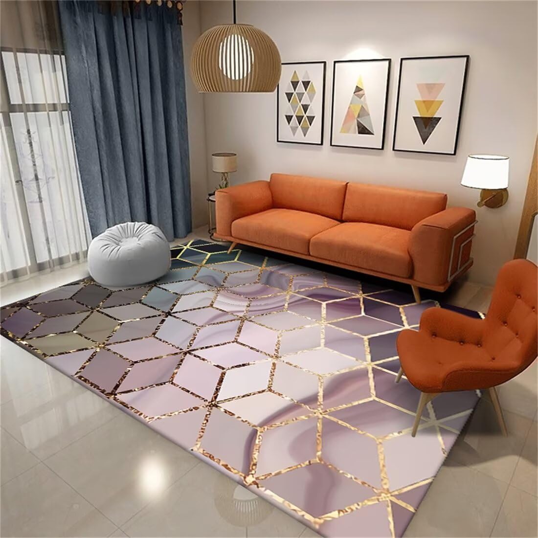 Tapis de salon violet moderne 160x200 pour sublimer la décoration de table et vos soirées