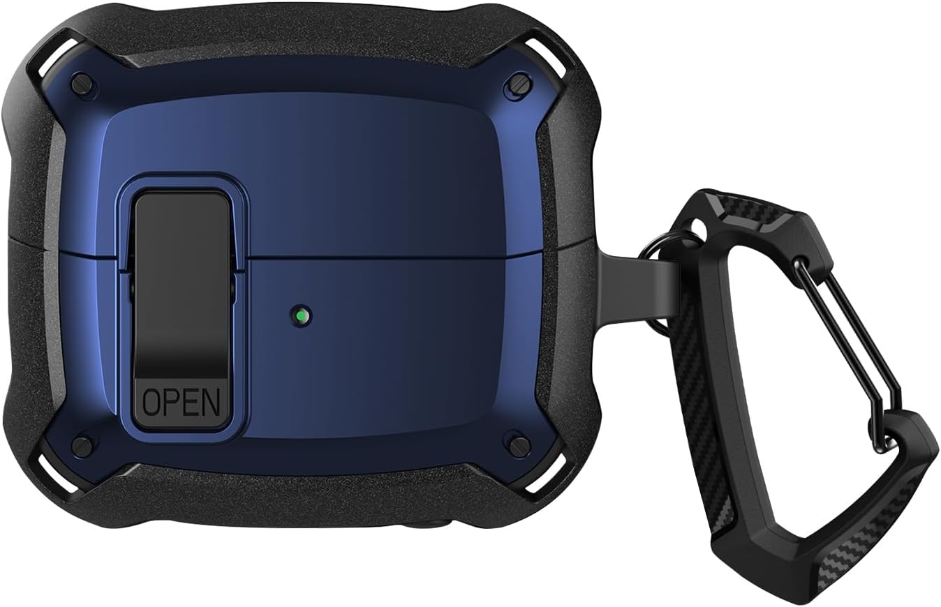 SaharaCase Raider Series Heavy Duty-Case for Galaxy Buds3, Buds3 Pro and Buds3 FE Headphones - Desert-Tough Protection, Impact-Resistant Corners, Sleek Ergonomic Design, Carabiner Clip (Midnight Blue)