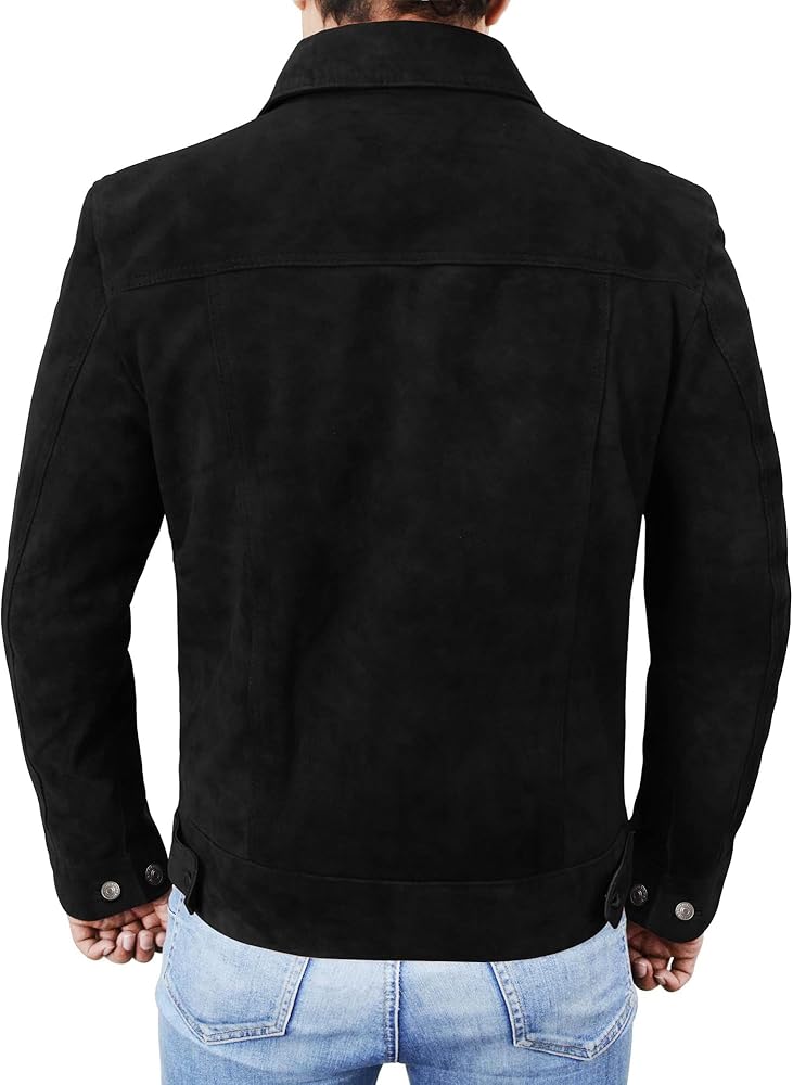 ジャケット・アウター A LEATHER TRUCKER JACKET SIZE56 OVY NM-Fashions Men Suede Trucker Jacket Classic Geniune Leather