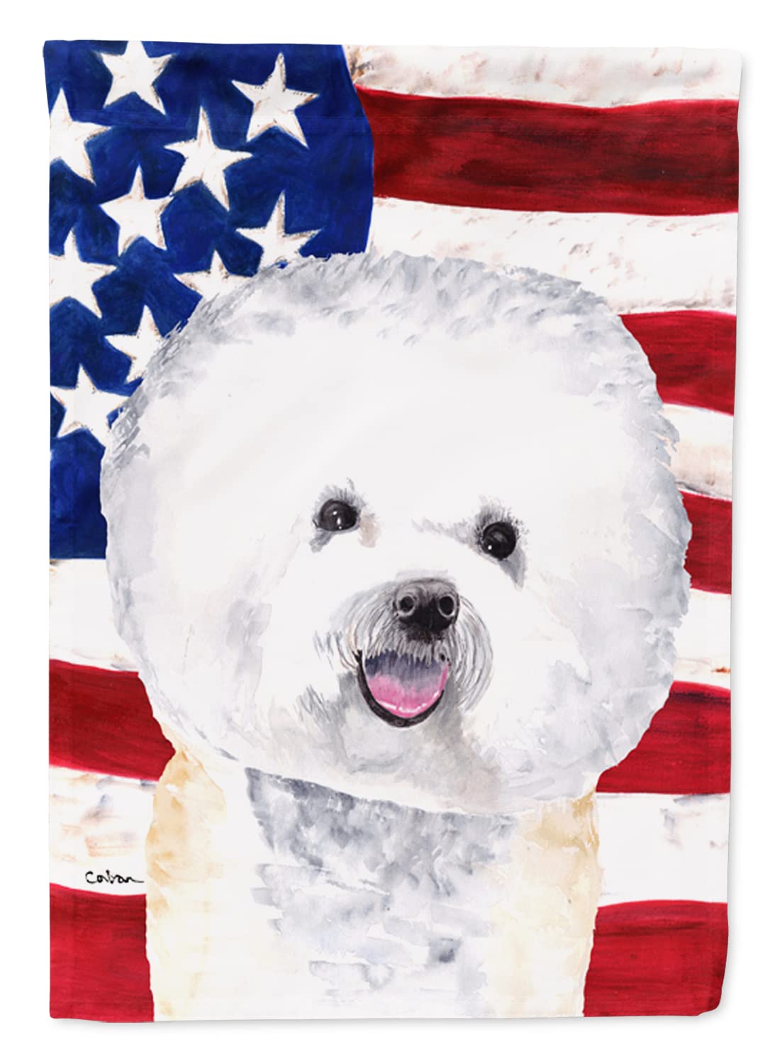 Drapeau américain Bichon Frisé grand format sur toile, idée cadeau idéale pour amoureux de chiens