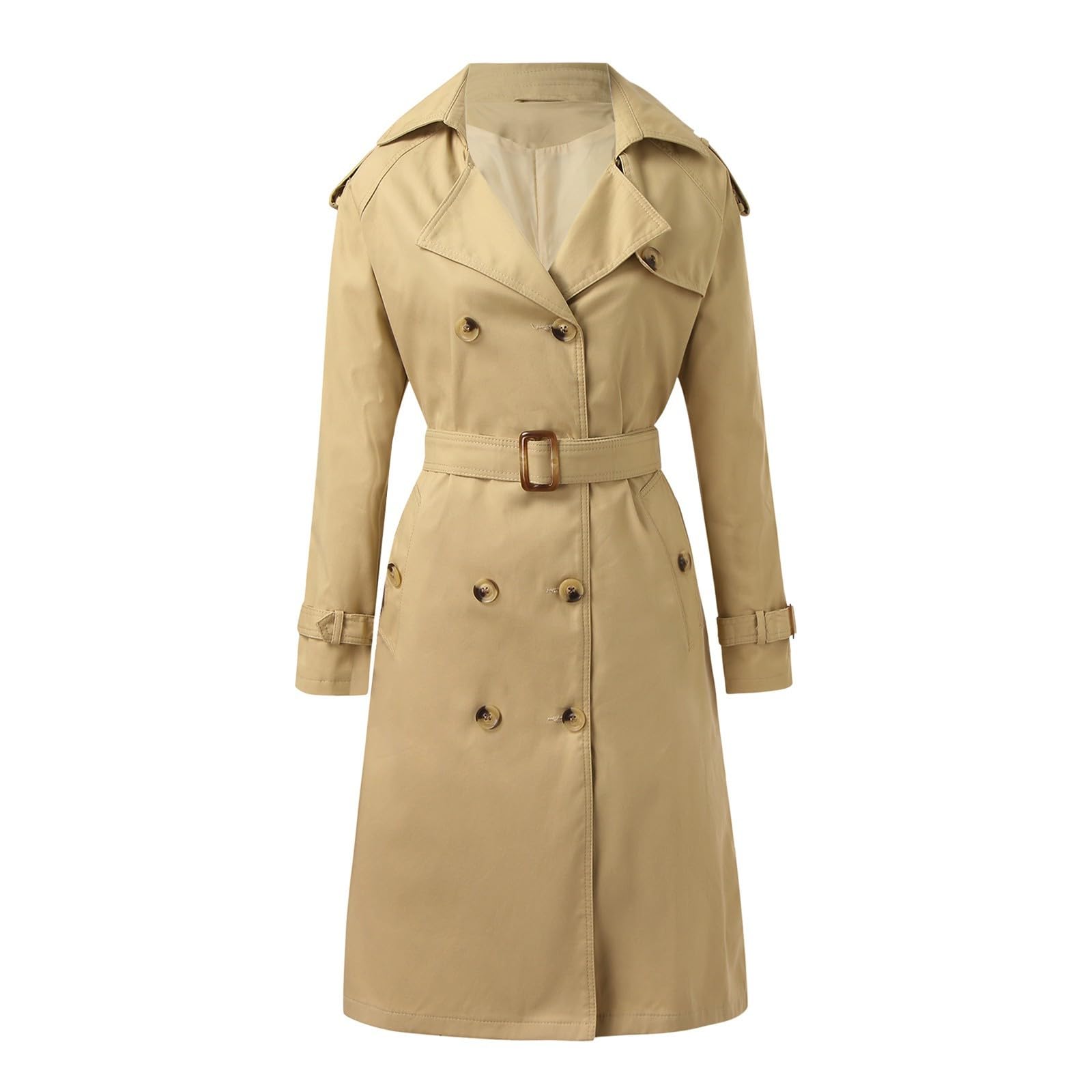 Trench slim fit da donna Trench da Donna in Tinta Unita Autunnale Trenchcoat giacca autunnale per transizione Cappotto Classico Antivento Giacca Windbreaker Giacche con Tasche Soprabito per Esterni