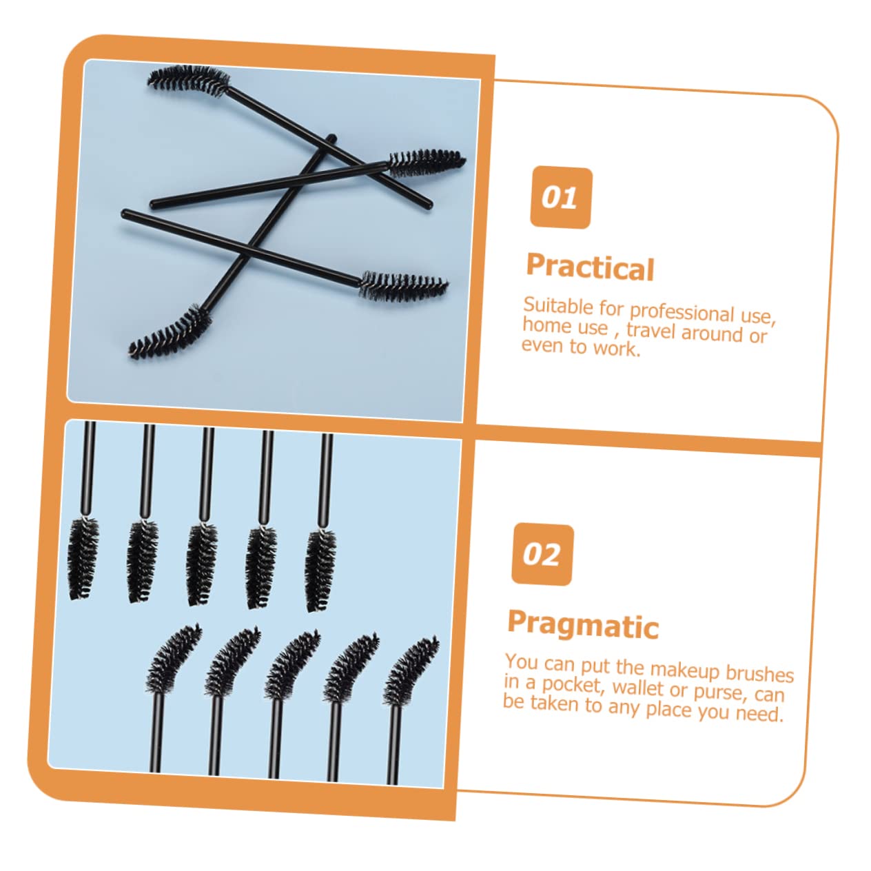 SOESFOUFU 50pcs Disposable Mascara Brush Curved Eyelash Spoolie for Eyebrows Eyelash Spoolie Brush Professional Makeup Tools