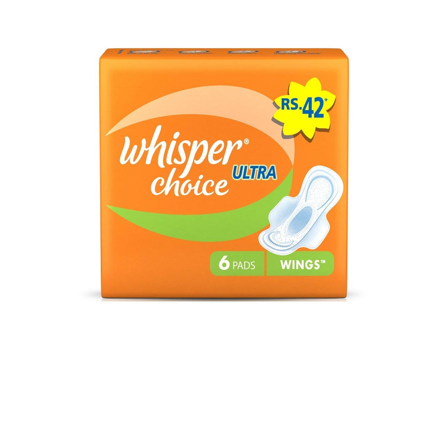 Whisper Choice Ultra Sanitary 6 Pads (Pack Of 4)