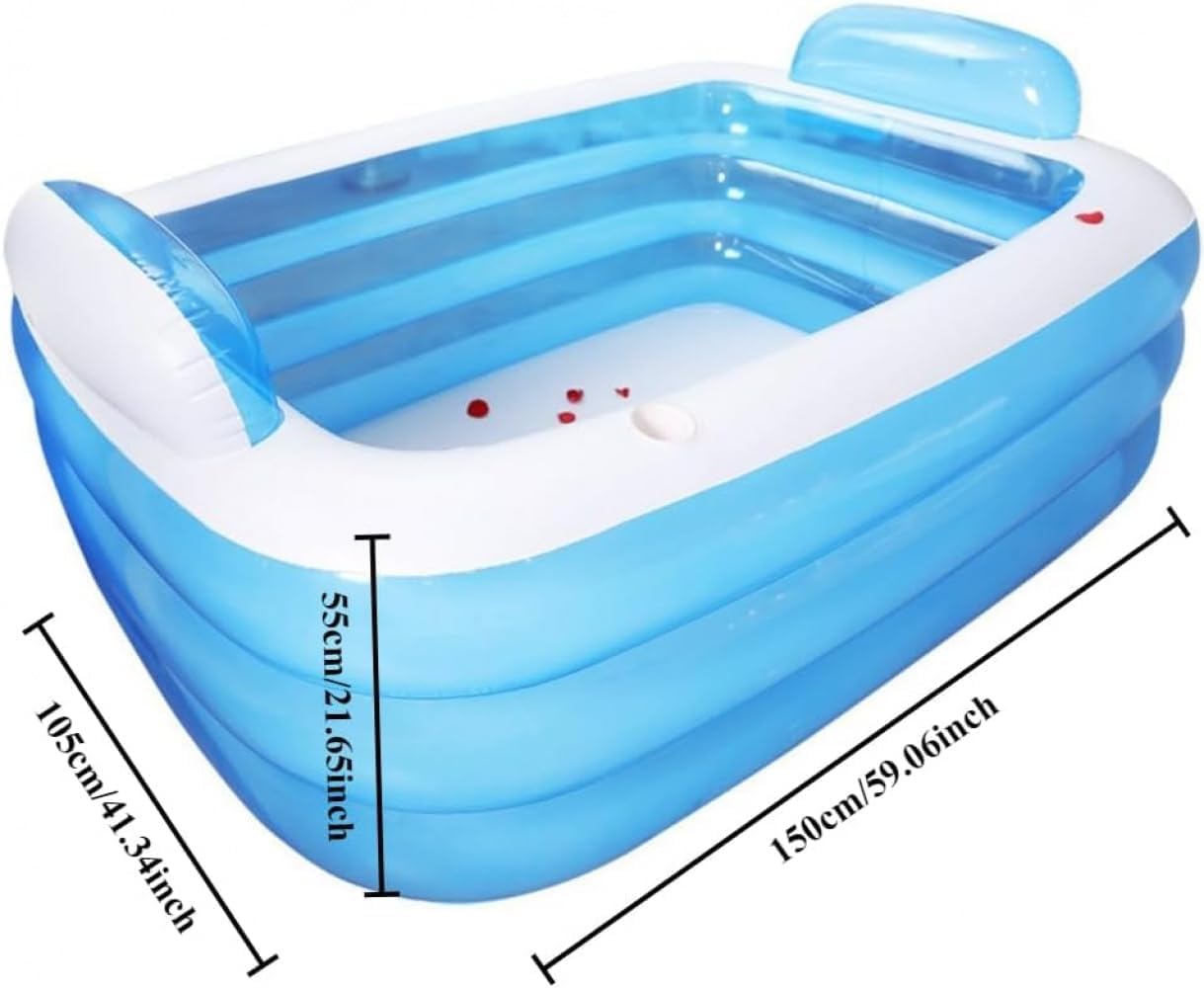 AZIEBAY 折りたたみ式インフレータブルバスタブ、厚みのあるスイミングプール、大人用家庭用折りたたみ式バスタブ、子供用バスタブ、