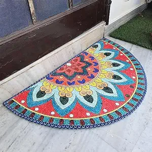 AVIONI Home Floor Mats in Beautiful Rangoli Traditional Design | Anti Slip, Durable & Washable | Outdoor & Indoor - 84cm x 135cm (~33