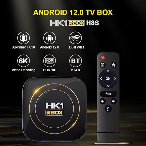 Miniatura 2 de Caja de TV Android 12.0, HK1 RBOX 4 GB RAM 64 GB ROM H618 Quad-Core 64bit CPU compatible con WiFi6 Dual 2.4G5.8GHZ Ethernet BT4.2 4K 6K HDR10+ Ultra