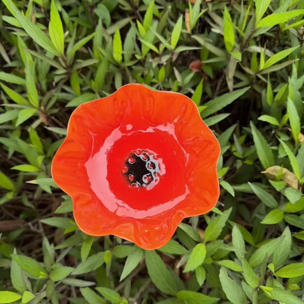 2026 Neue handgefertigte Harzblumenschale Vogelfutterstation, Bienen-Vogeltränke für Garten, Metall-Bienen-Wasser-Futterspender mit Blumen-Design, Outdoor-Vogelfutterstation,Orange,4pcs