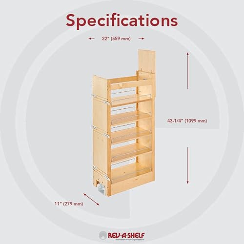 Miniatura 3 de REV-A-SHELF PULLOUT, PANTALÓN TRY, MADERA, 43"H X 11"W