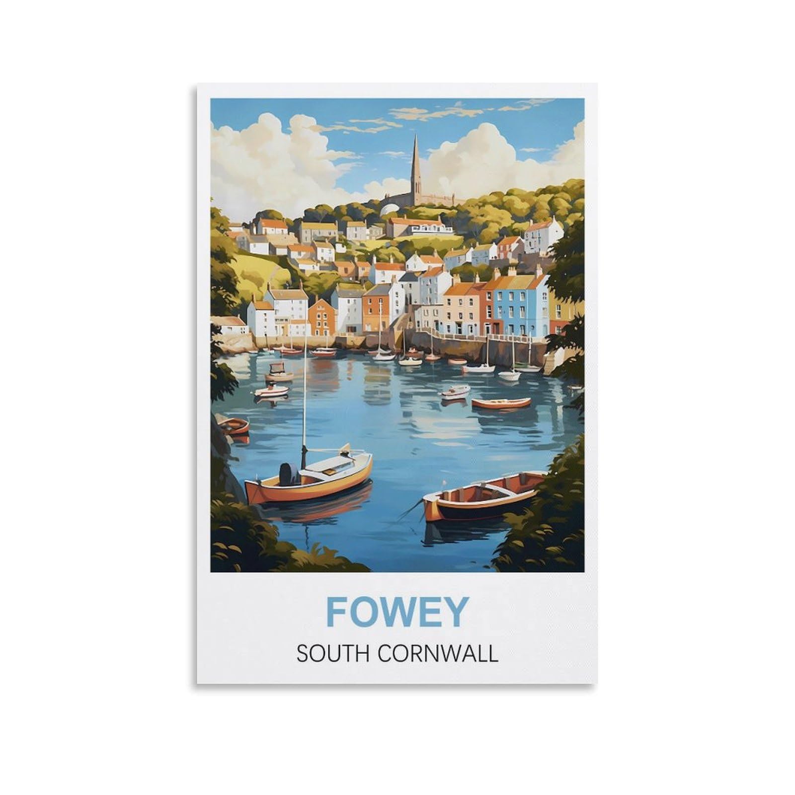 CYYHGEE Fowey South Cornwall Vintage Travel Posters 12x18inch(30x45cm) Canvas Poster Wall Art Living Room Home Decor