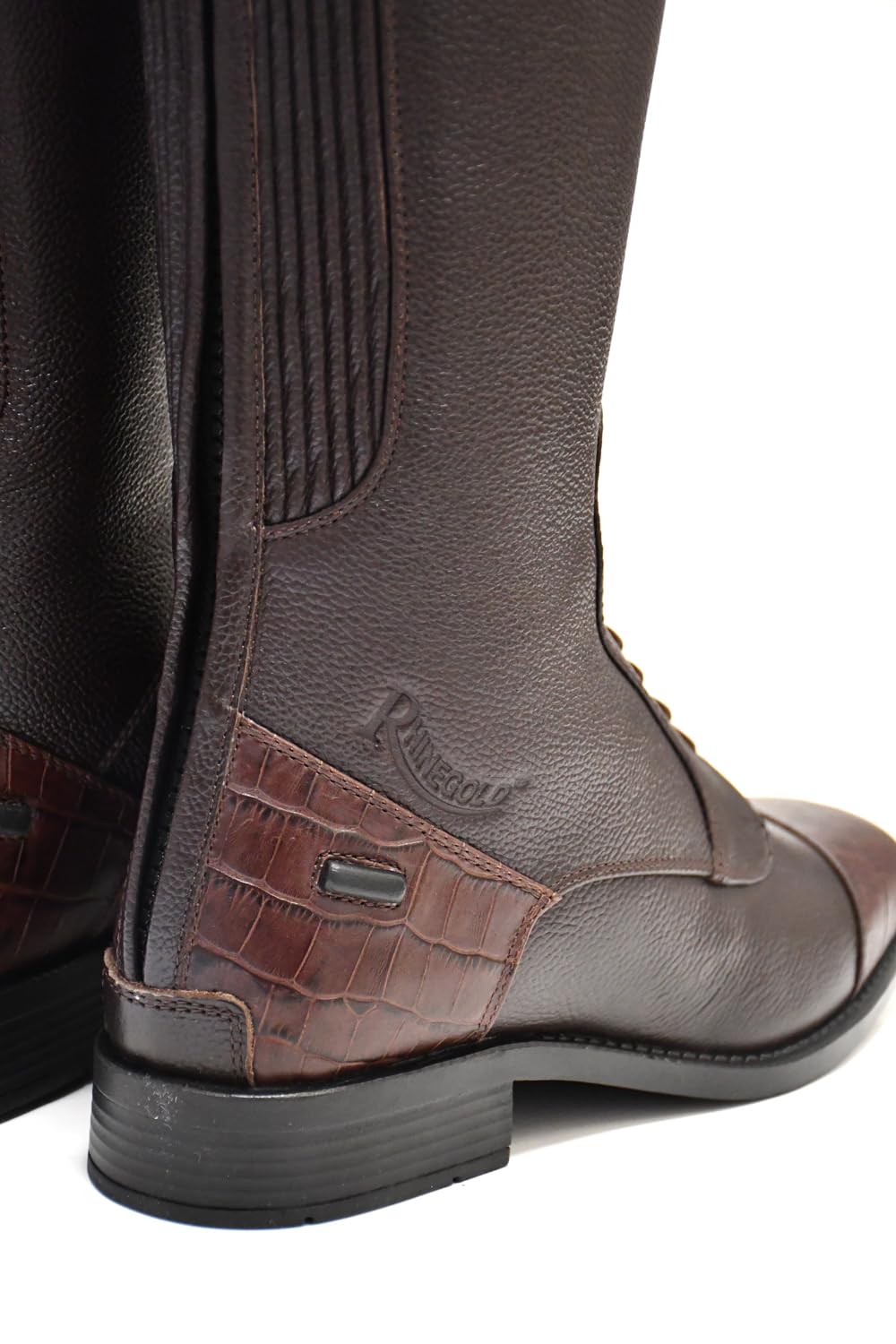 Rhinegold ES De-Luxe Lederreitstiefel, Größe 39, Wade 0-BRN