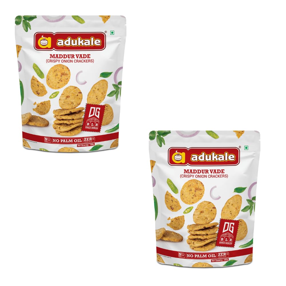 Sponsored Ad - Adukale Maddur Vade Combo | South Indian Snacks | Crispy & Soft Texture | No Palm Oil or Preservatives | 180g Each (Pack of 2)